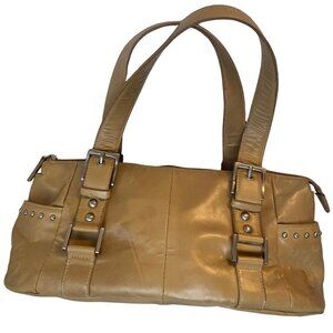 Worthington Mustard Yellow Leather Shoulder Bag Purse Gold Hardware